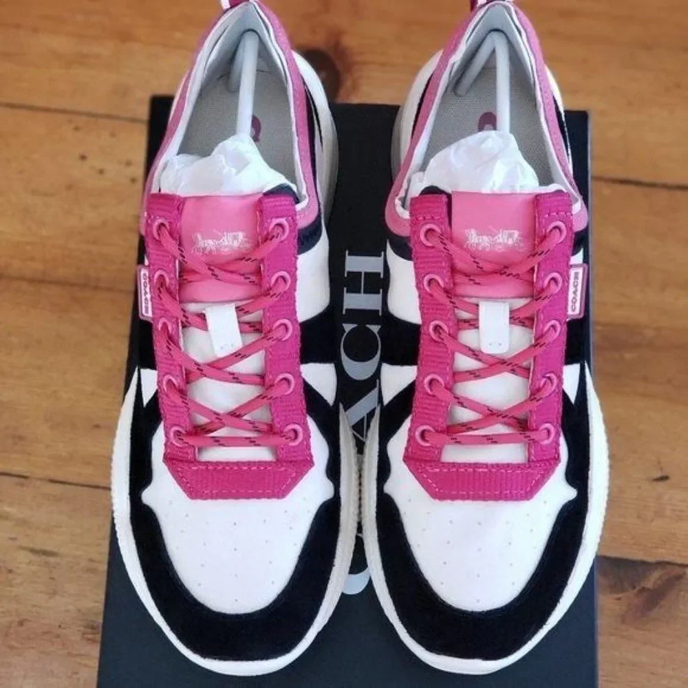 COACH Citysole Runner Sneakers Women's 8B in Chalk Black Running Walking Jogging